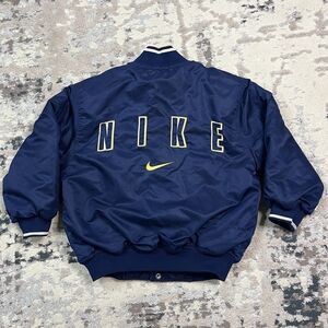 Vintage Nike Button Up Varsity Lined Jacket Embroidered Spell Out Youth Small
